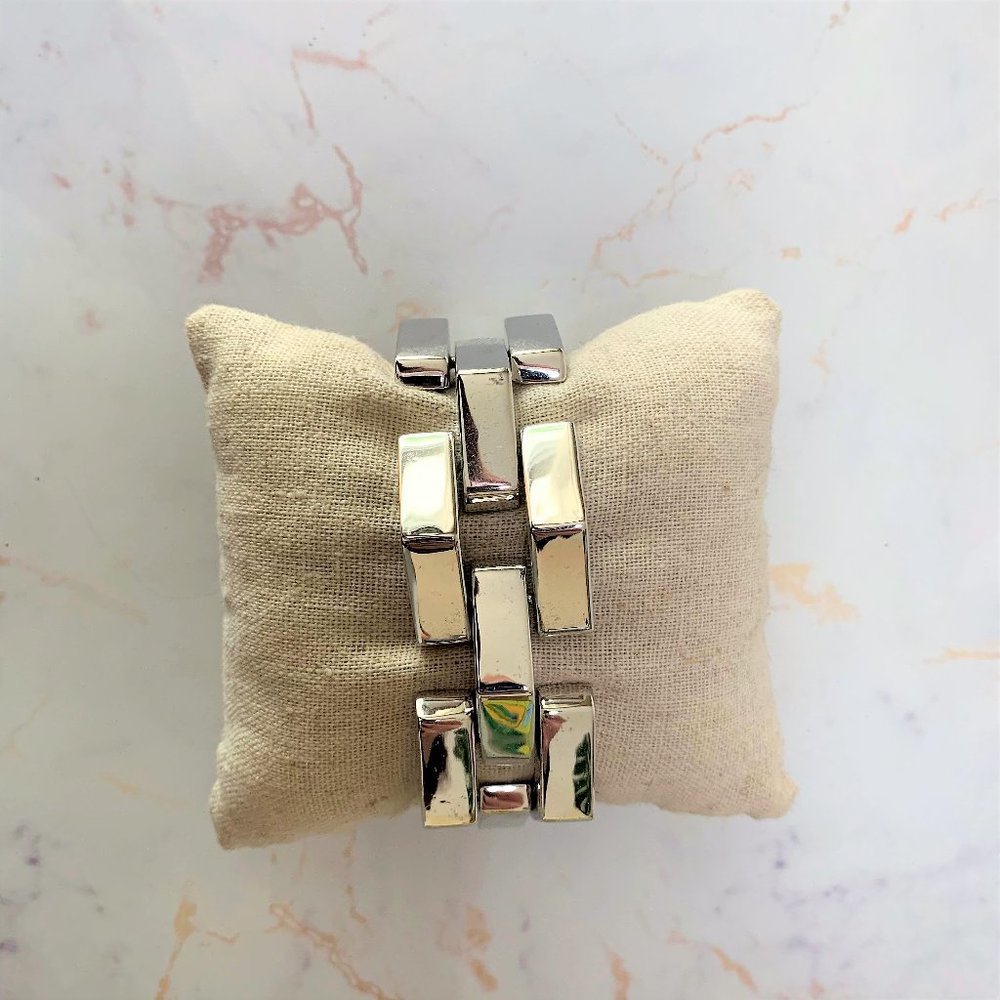 Stella & Dot Silver Tone Wide Pyramid Bracelet